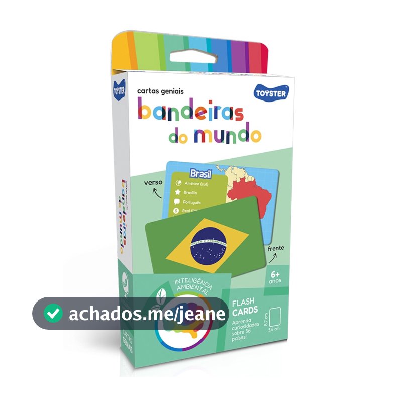 JOGO DE CARTAS GENIAIS BANDEIRAS DO MUNDO TOYSTER BRINQUEDO EDUCATIVO GEOGRAFIA MAPA MUNDI MESA CARD
