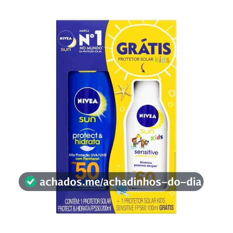 Kit Protetor Solar Adulto 50 FPS 200 ml + Protetor Solar Infantil 60 FPS 100 ml - Nivea