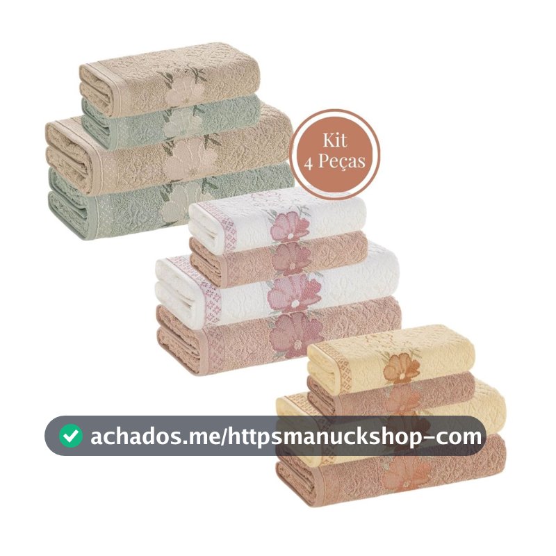 Jogo de Toalha 4 Peças Karsten 100% Algodão Felpuda Macia Excelente Absorção Banho e Rosto