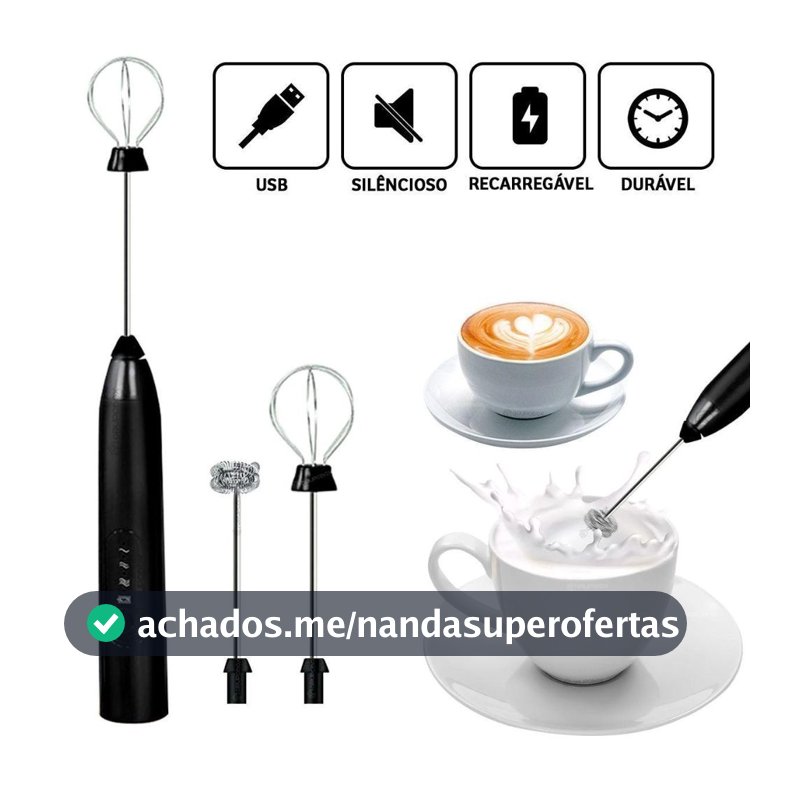 Mini Mixer Elétrico Portátil – Misturador de Bebidas e Ovos com Bateria Modelo 008