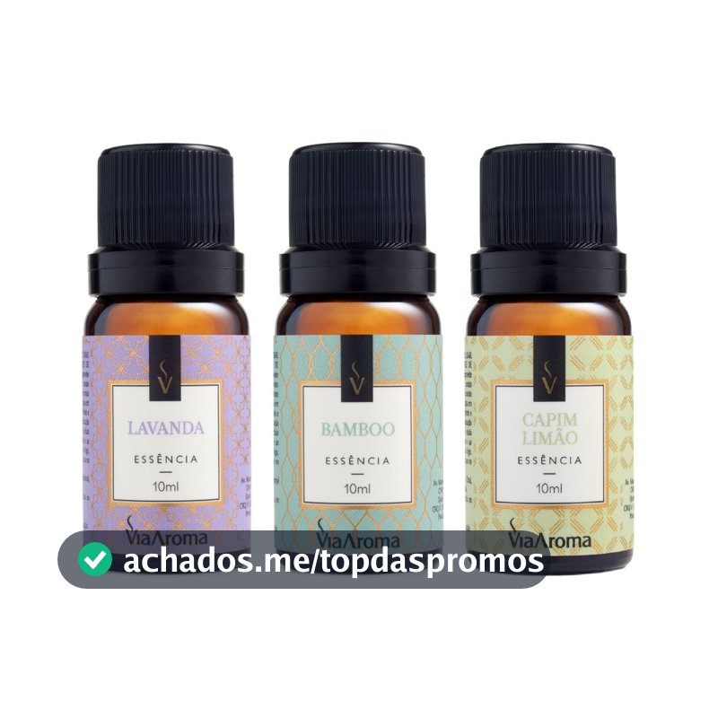 Kit 3 Essências Via Aroma 10ml para Aromatizador de Ambientes