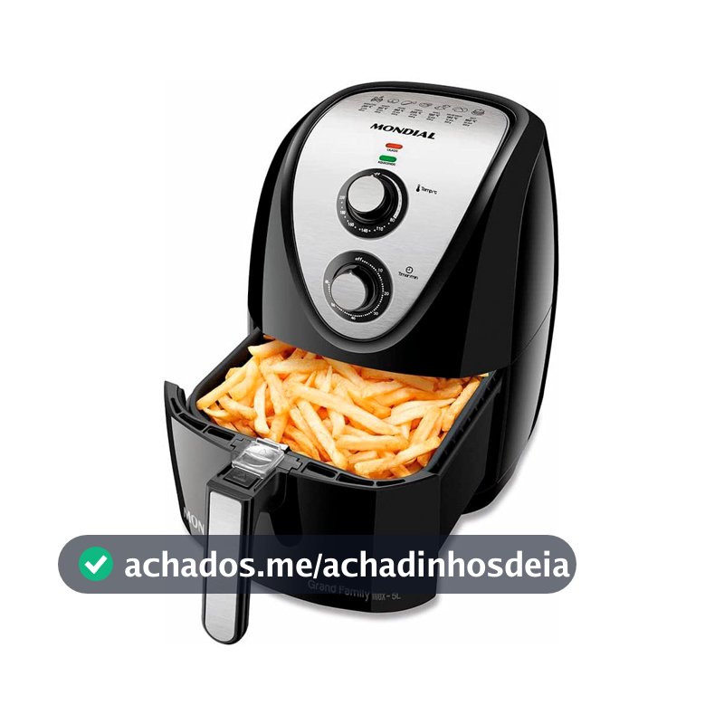 Fritadeira Elétrica Sem Óleo Air Fryer Mondial 5L Grand Family AFN-50 Timer 1900W