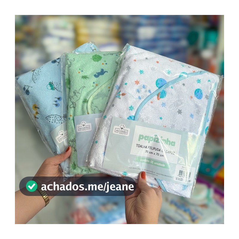 Kit 3 Toalha de Banho Felpuda c/ Capuz 70x70cm Papizinha Papi Toalha infantil