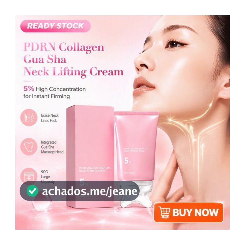 Creme para Pescoço com Gua Sha - PDRN Colágeno Antirrugas, Firmador, Hidratante, 90g