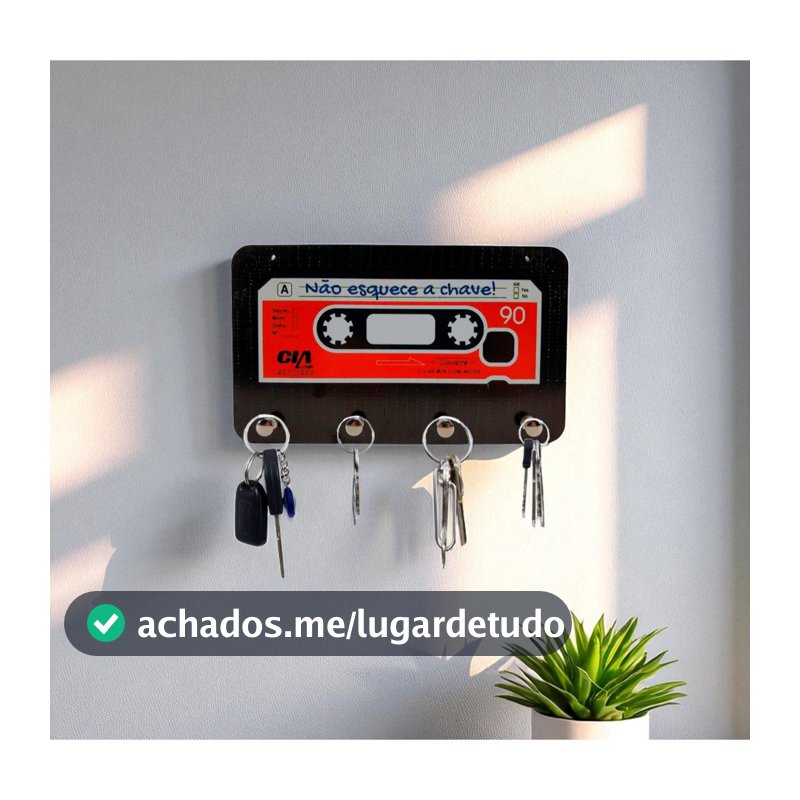 Porta Chaves Decorativo Fita K7 Retrô