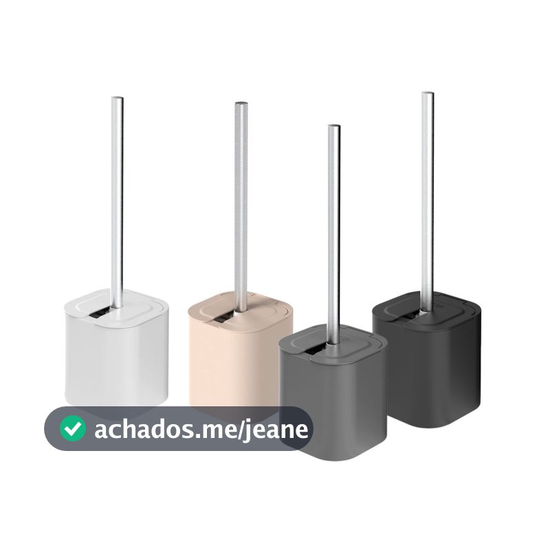 Escova De Vaso Sanitário para Com Suporte e Tampa - 38x11,5cm | Unitário 2 Unidades Linha Dual <OU>