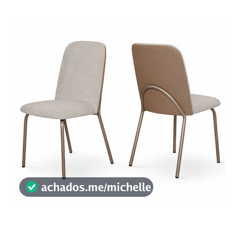 Kit 2 Cadeiras para Sala de Jantar  Modernas Linho Areia E Caramelo Para Mesa Jantar