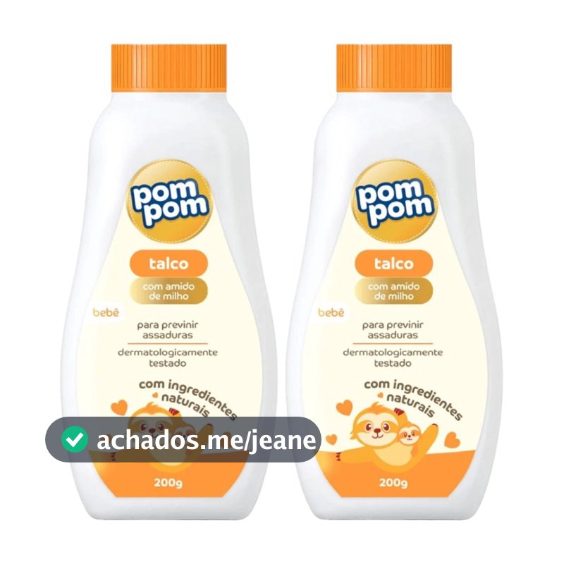 Kit 2 Talco Para Bebe Com Amido De Milho 200g - Pom Pom