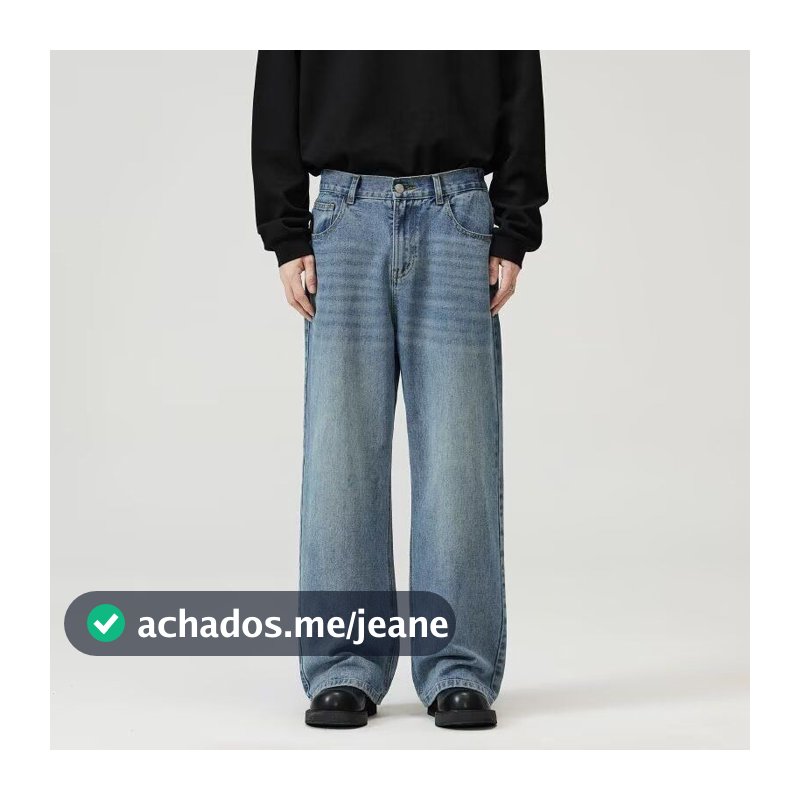 Jeans Masculinos , Calças Largas Retas Soltas Lavadas Retrô Americanas