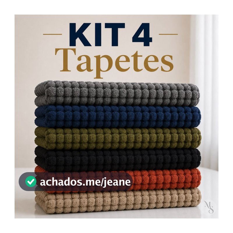 Tapete Bolinha KIT 4 Unidades Microfibra Banheiro Popcorn 38x58 Antiderrapante Alta Absorção Macio
