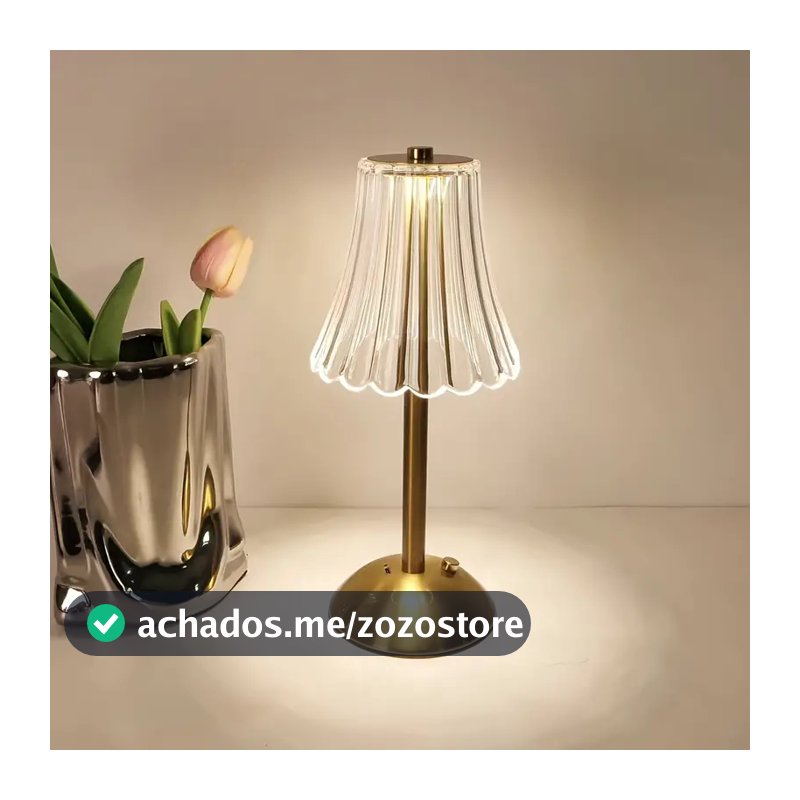 Abajur Recarregável de Mesa dourado Aço inoxidável Luz Touch sem fio LED Luminária de mesa P/quarto