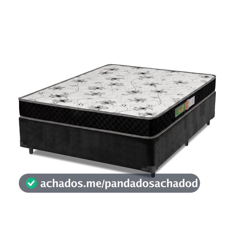 Cama Box Casal Colchão Espuma 138x188x50cm Polar Branco / Preto