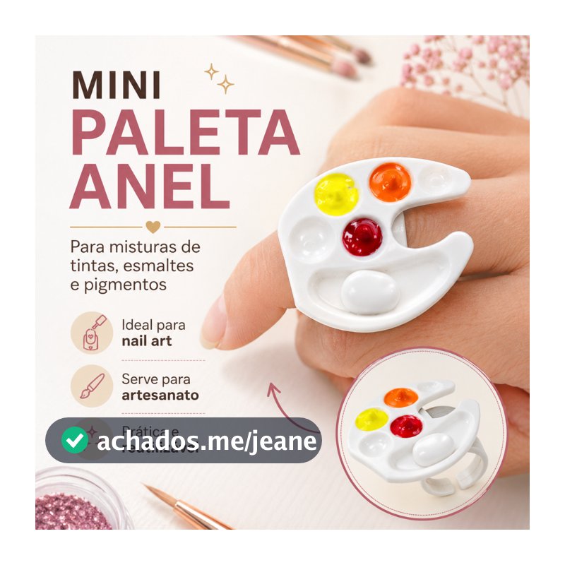 Kit Mini Paleta de Mistura Anel para Tintura, Nail Designer, Manicure e Arte em Unhas e Pintura
