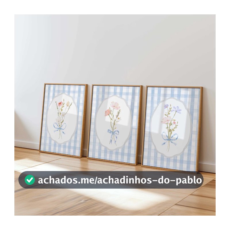 Kit 3 Quadros Decorativos Infantil | Flores, Jardim e Floral | Quarto Bebê Menina - Florar No2