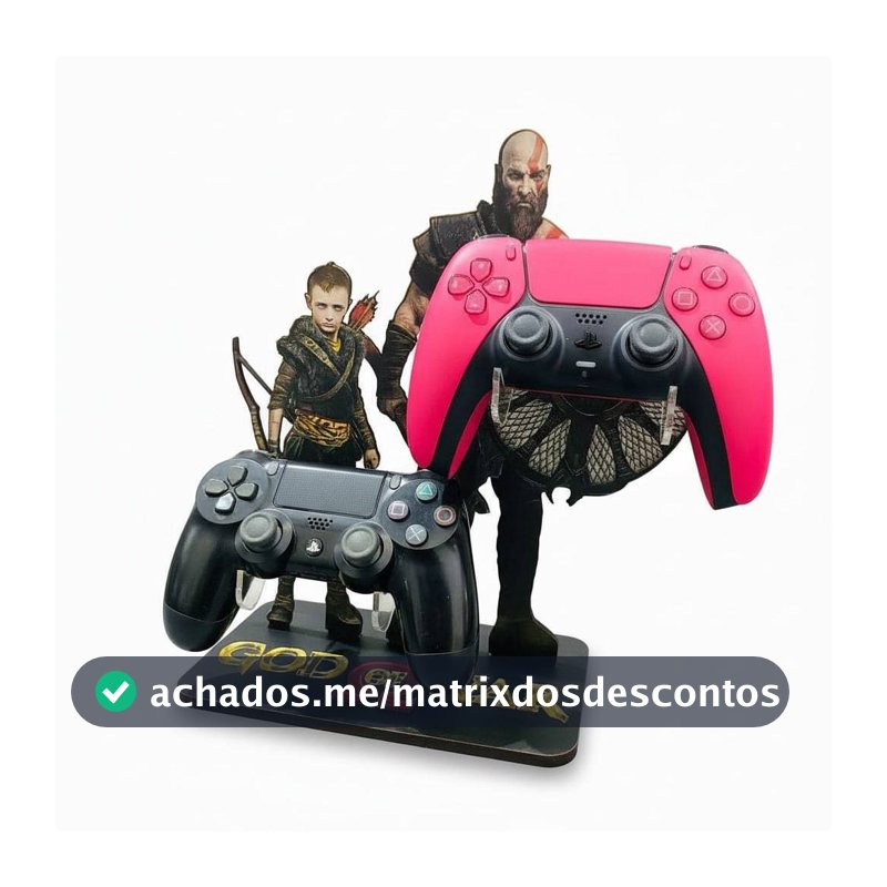 Suporte Para 2 Controles PS5 PS4 Xbox Gamer Em MDF Organizador De Mesa Decoração Gamer God Of War