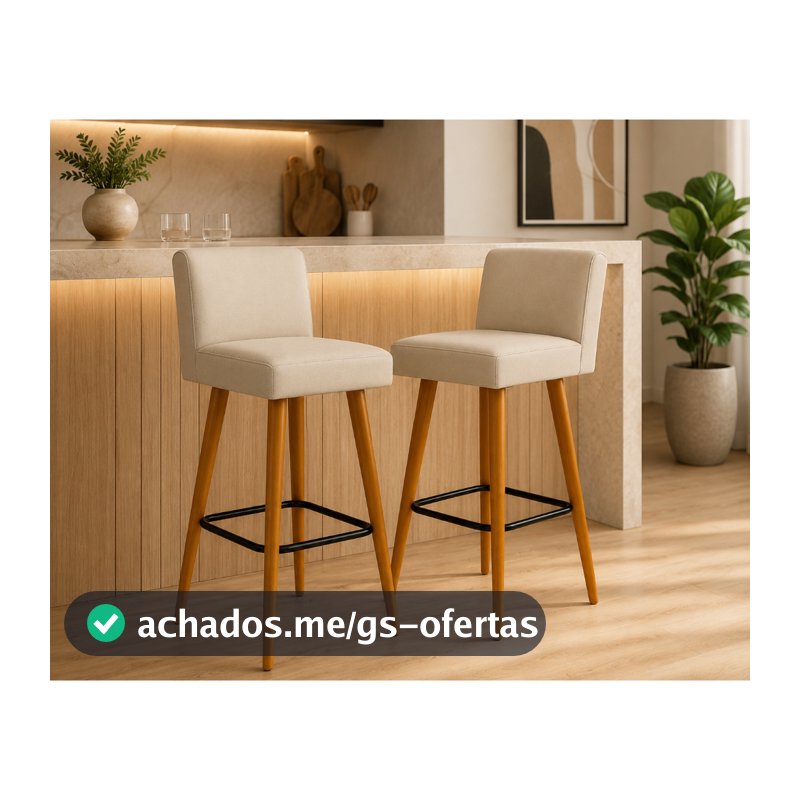 kit 02 banquetas alta decorativa com encosto para cozinha balcão e bistro