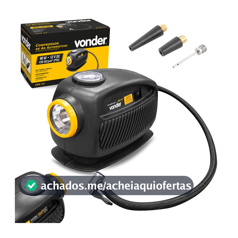Mini Compressor de Ar Automotivo Elétrico 12V 90W Vonder