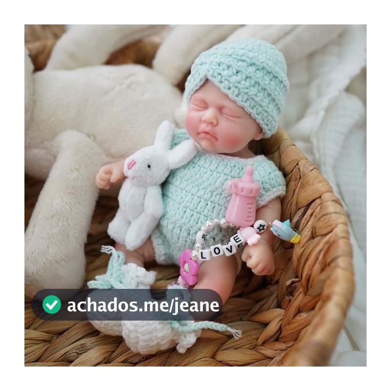 Bebê Reborn Boneca Silicone Sólido 20cm Menina Olho Fechado Brastoy
