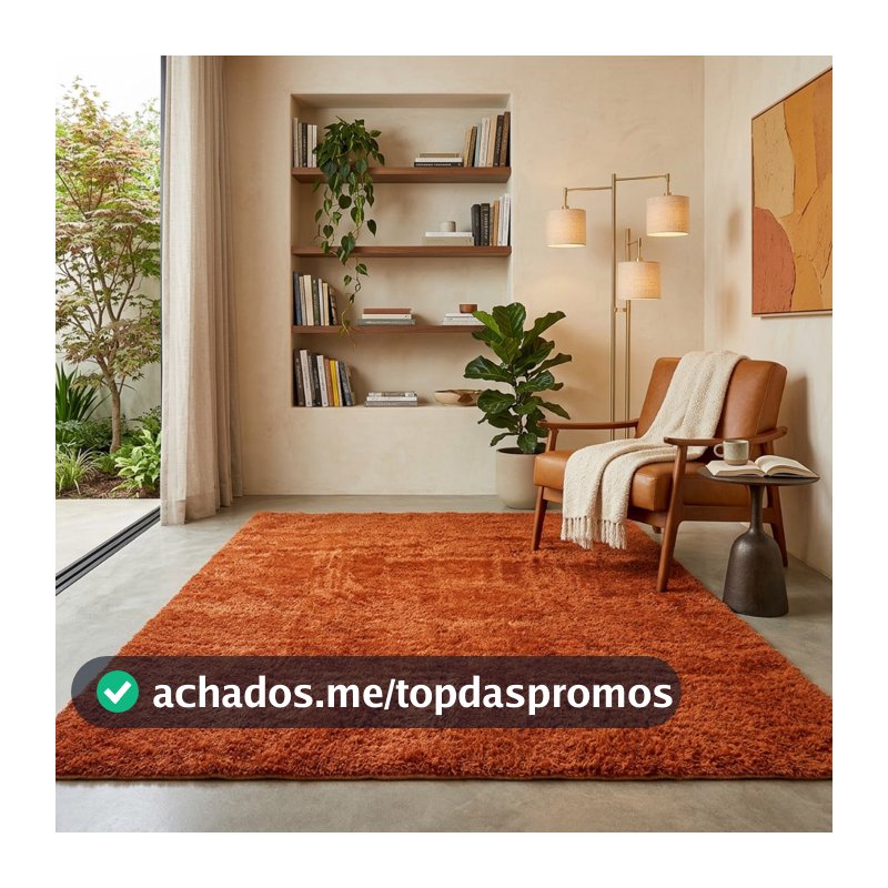 Tapete Peludo Terracota e Verde 300x200 Único Lançamento Alta Maciez Antiderrapante Para Sala e Quarto