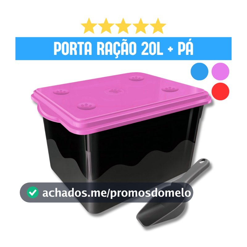 Container Porta Ração 20L c/ Pá Dosadora | Até 10kg | Guarda Rações Caixa Organizadora Mec Pet