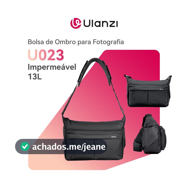 ULANZI U023 Urban Daily Bolsa de Ombro para Câmera 13L, Divisórias Ajustáveis, Impermeável, Preta