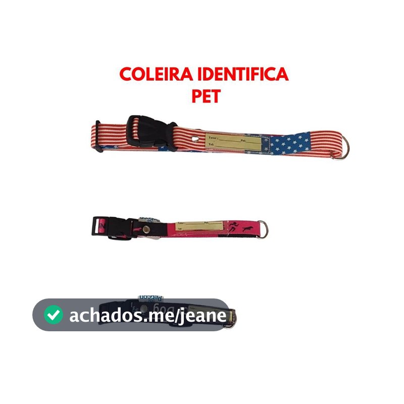 Coleira Identifica Pets Cachorros e Gatos Fita de Seda Estampadas G M P