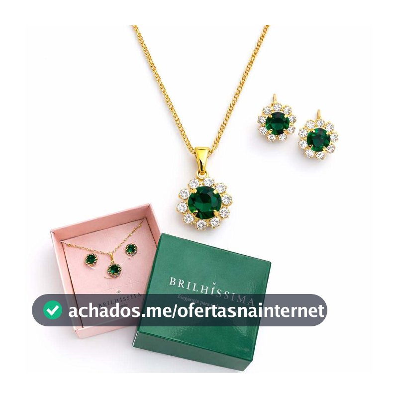 Conjunto colar brinco flor redondo zirconia strass cristal banhado ouro ponto luz