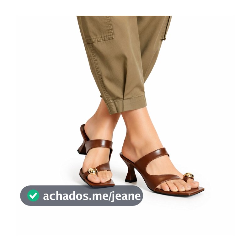 Tamanco Feminino Open Mule Flip com Detalhe Dourado – Elegante, Confortável e Salto Médio 5cm