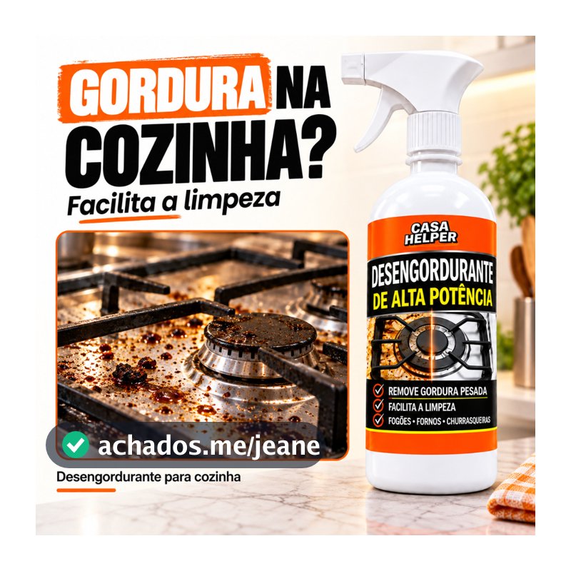 Desengordurante Poderoso Casa Helper! Ideal para fogão, forno e panelas. Remove 99% da gordura pesada da cozinha.
