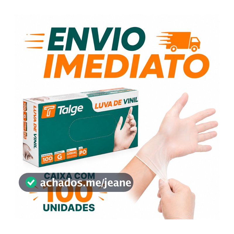 Kit Caixa C/ 100 Unidades Luva Branca Descartável de Vinil Com Pó Luva Descartável Envio Imediato Caixinha