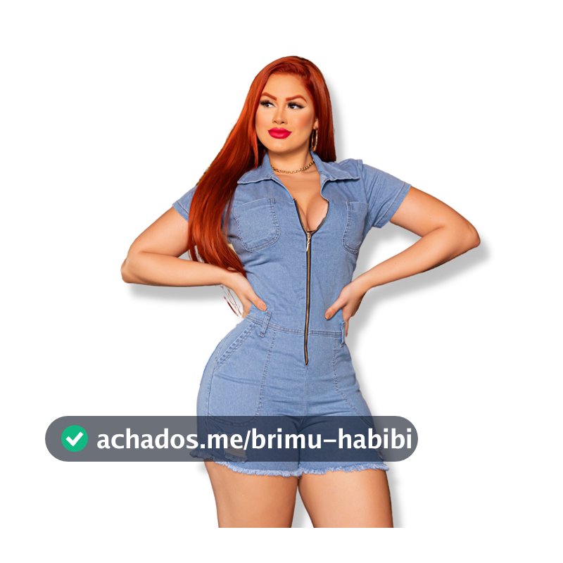 Macaquinho Curto Feminino de manguinha jeans com lycra em lavagem clara