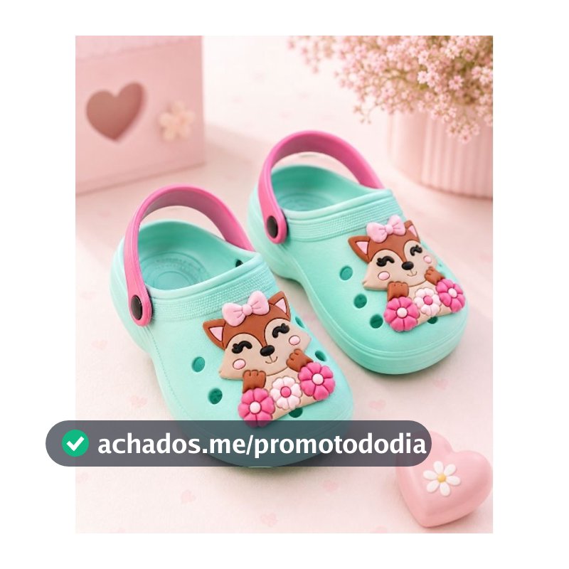 Sandália Infantil Feminina Babuche Para Menina Papete Raposinha feliz Confortável