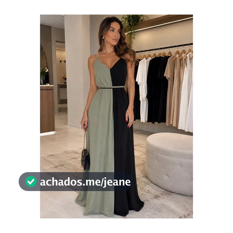 Vestido Feminino Com Bojo Alça Regulável Longo Duo Color