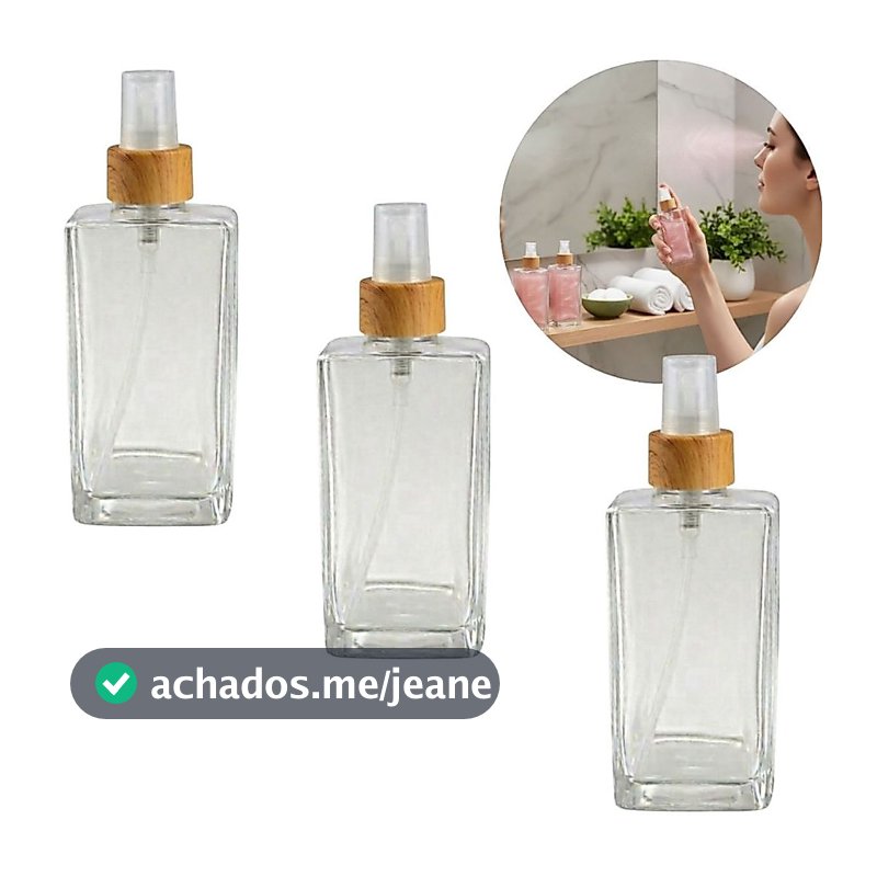 Kit 03 Frascos Square Premium  de Vidro 250ml | 6 Opções de Válvulas Spray