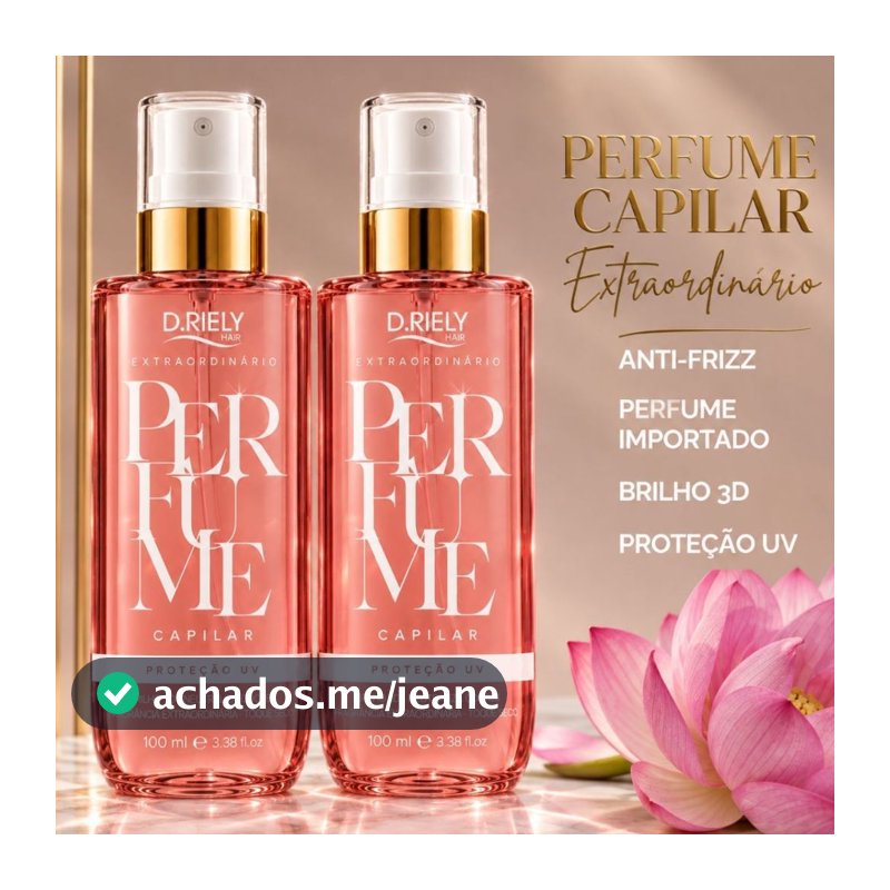 Perfume Capilar P/ Cabelo Feminino C/ Brilho Anti Frizz Proteção UV D.Riely Hair Body Splash Capilar