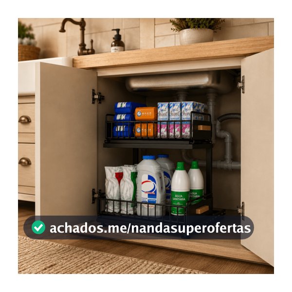 Prateleira Organizadora Com Gavetas Deslizantes  em Metal 2 Andares para Cozinha Banheiro Lavanderia