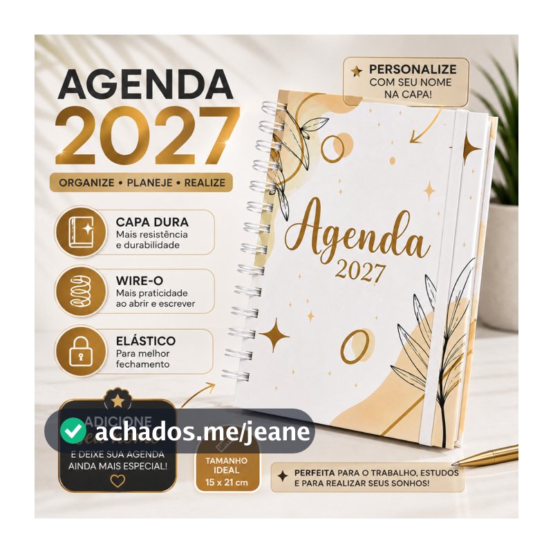 Agenda 2027 Personalizada Capa Dura | Moderna | Nome na Capa | Organização e Produtividade