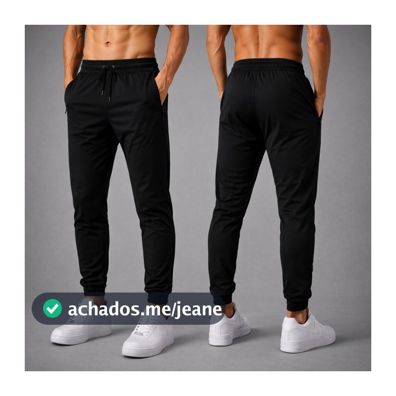 Calça Jogger Masculina Tactel Tectel Slim P/ Academia Corrida Exercícios Dia a Dia Costura 3 Cabos