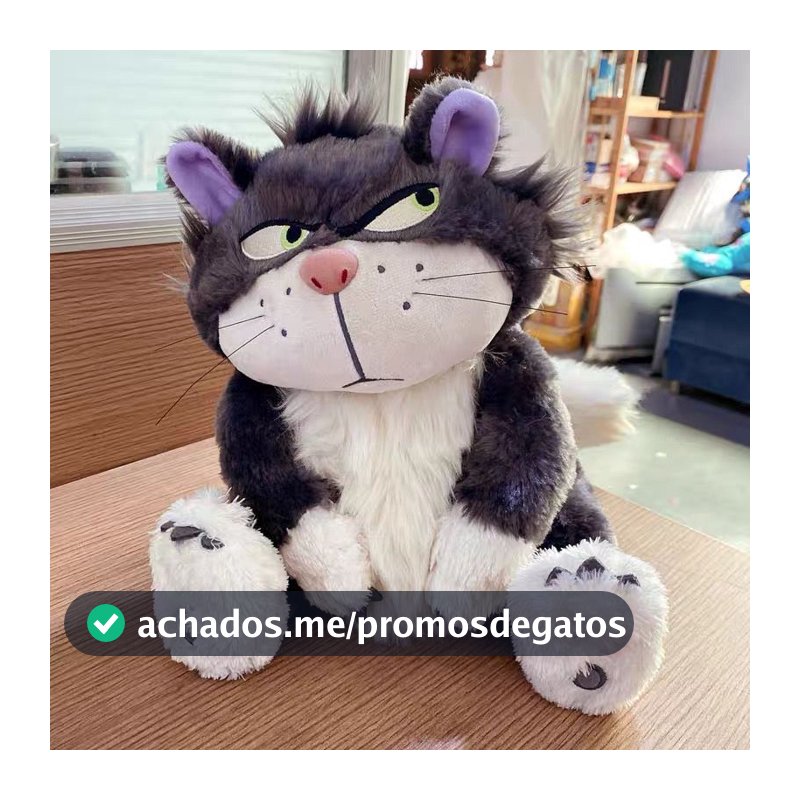 Boneca de Pelúcia Gato Lucifer Cinderela - Amigável e Ideal para Presente 30CM