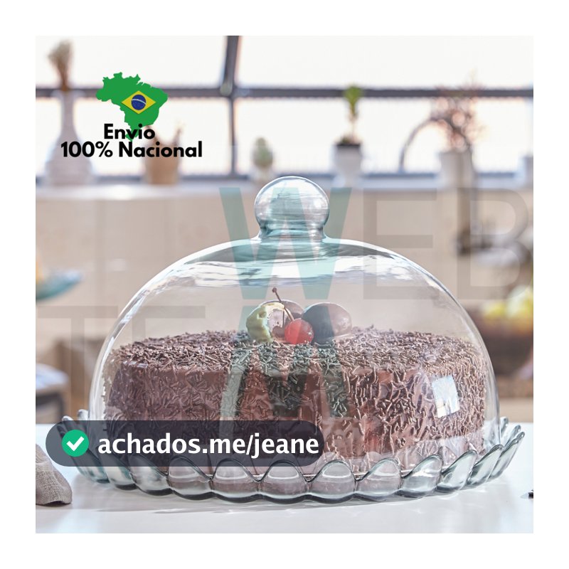 Boleira de Vidro com Tampa Pétalas de Jasmin 32cm Vitazza Prato para Bolo, Doces, Sobremesas