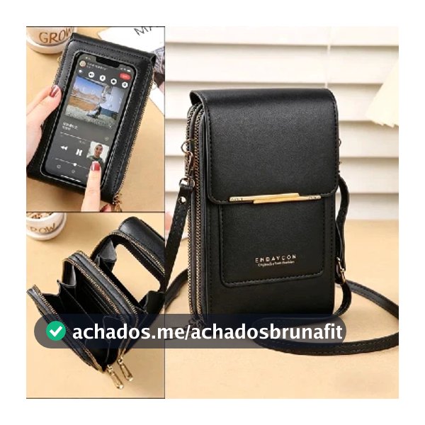 Crazy Bag Bolsa Feminina Transversal Touch Screen com Porta Celular e Cartão Fecho Magnético