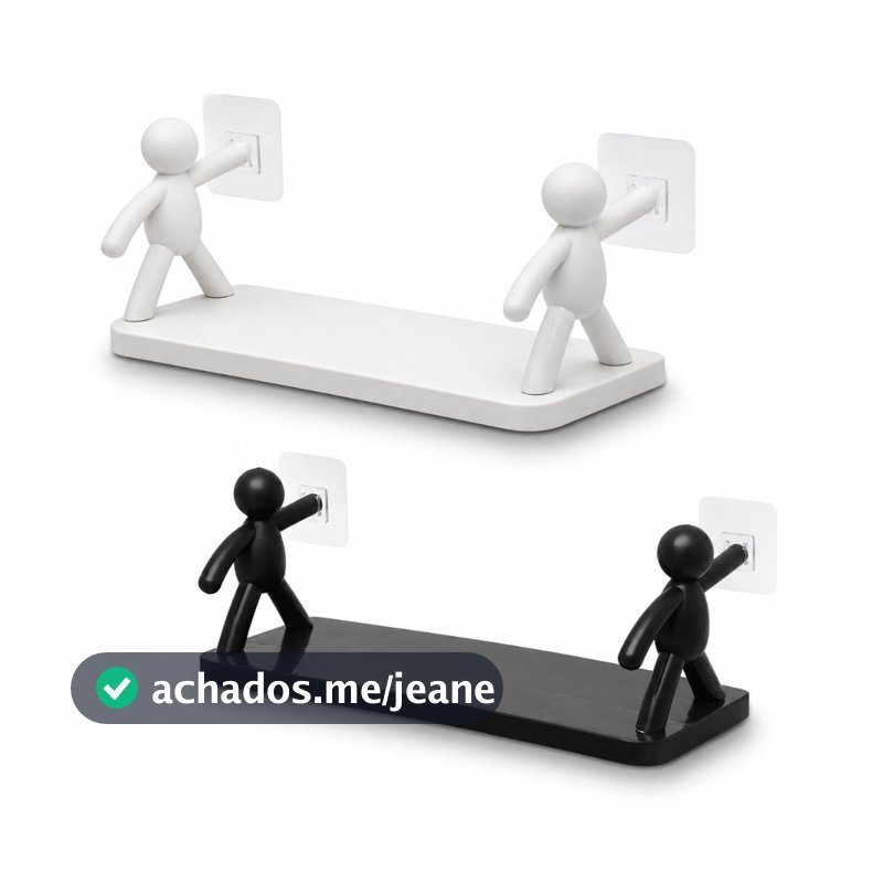 Prateleira Bonequinho Buddy Adesiva Sem Furo Organizador Banheiro Quarto Cozinha Plástica