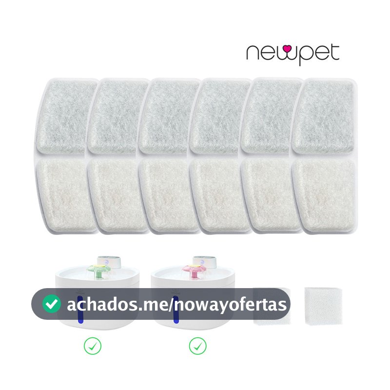 Filtros de substituição para dispensador de fonte de água de aço inoxidável newpet com sistema de filtragem de 6 camadas, 6 pacotes