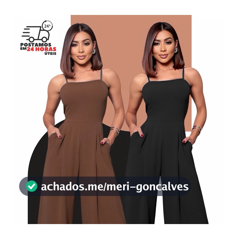 MACACÃO FEMININO PANTALONA COM ALÇA REGULÁVEL TECIDO DUNA TENDÊNCIA