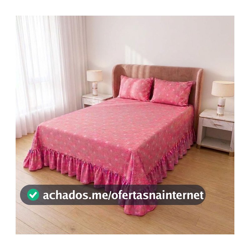 Lençol Colcha de Babado Estampada 2,40mx2,50m - Toque de Algodão Belíssima