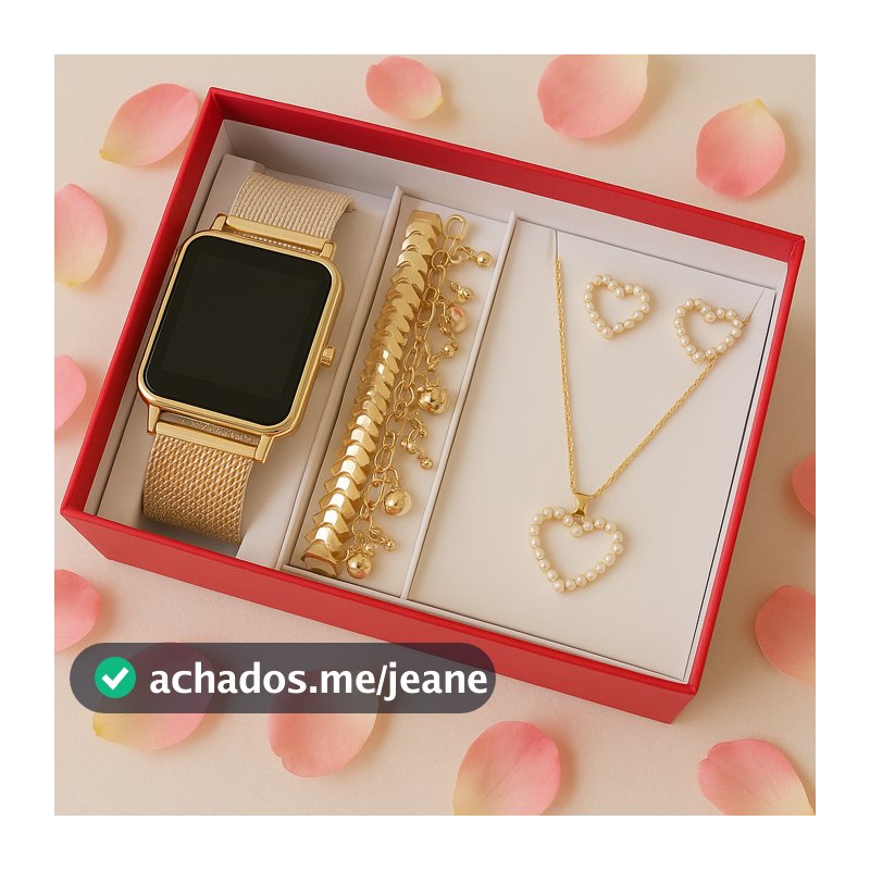 Kit Feminino com Relógio LED + Pulseira e Brinco – Estilo, Elegância e Presente Perfeito