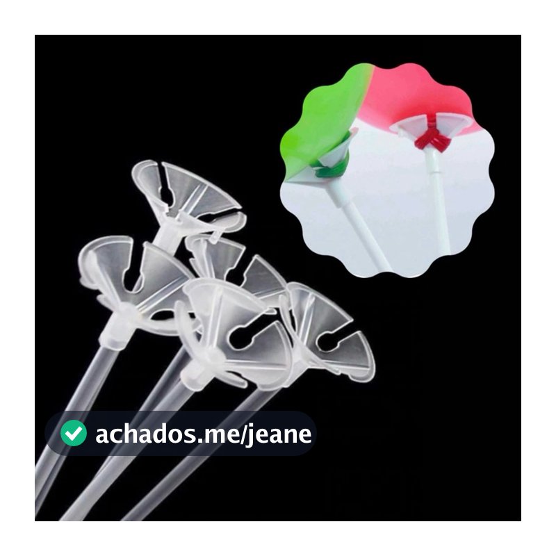 1060 SUPORTE PARA BALÃO BEXIGA 32CM PEGA BALÃO VARETA HASTES CRISTAL NATURAL (CHOCO)