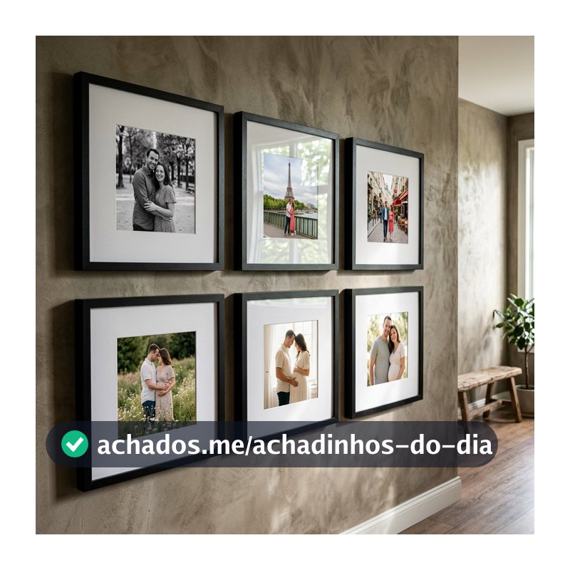 Kit 6 Quadros Decorativos 23x23 Para Sala Quarto Com Vidro Acrílico