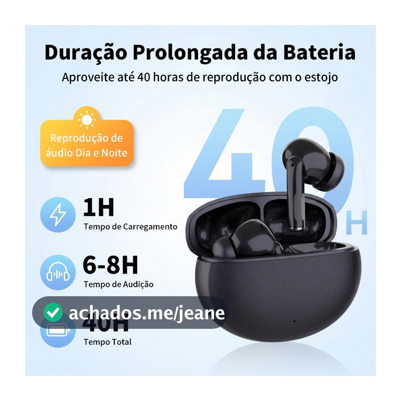Fone E36 Pro Bluetooth 5.3 Esportivo, ANC Microfone, IPX5, 40h de Bateria – Hi-Fi 9D