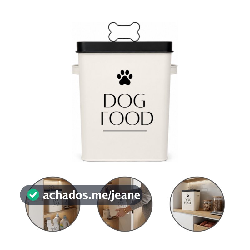 Porta Ração Pet Para Cachorro Container Pote Organizador De Metal Com Vedação Hermética Com Dosador Linha Essenza Pet
